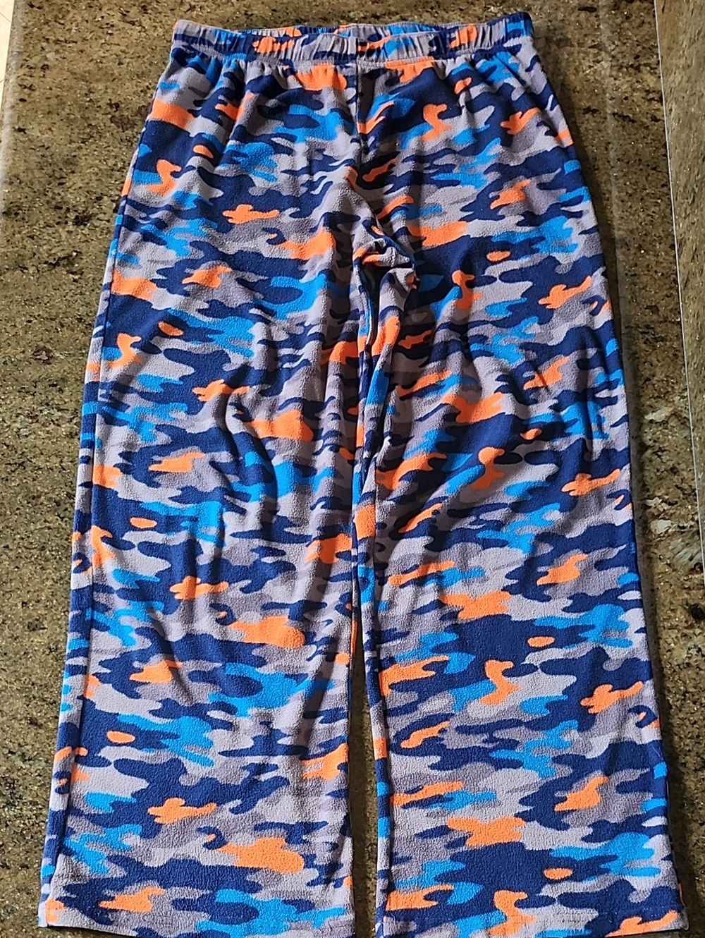 Cherokee Kids Camouflage Fleece Lounge Pants - Blue Gray& Orange - Sz LG 12/14